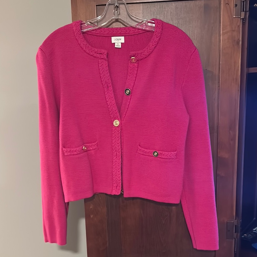 J. Crew Pink and Gold Cardigan Sweater